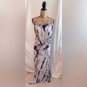 Young Fabulous & Broke Strapless Navy Blue and White Tie Dye Dress
